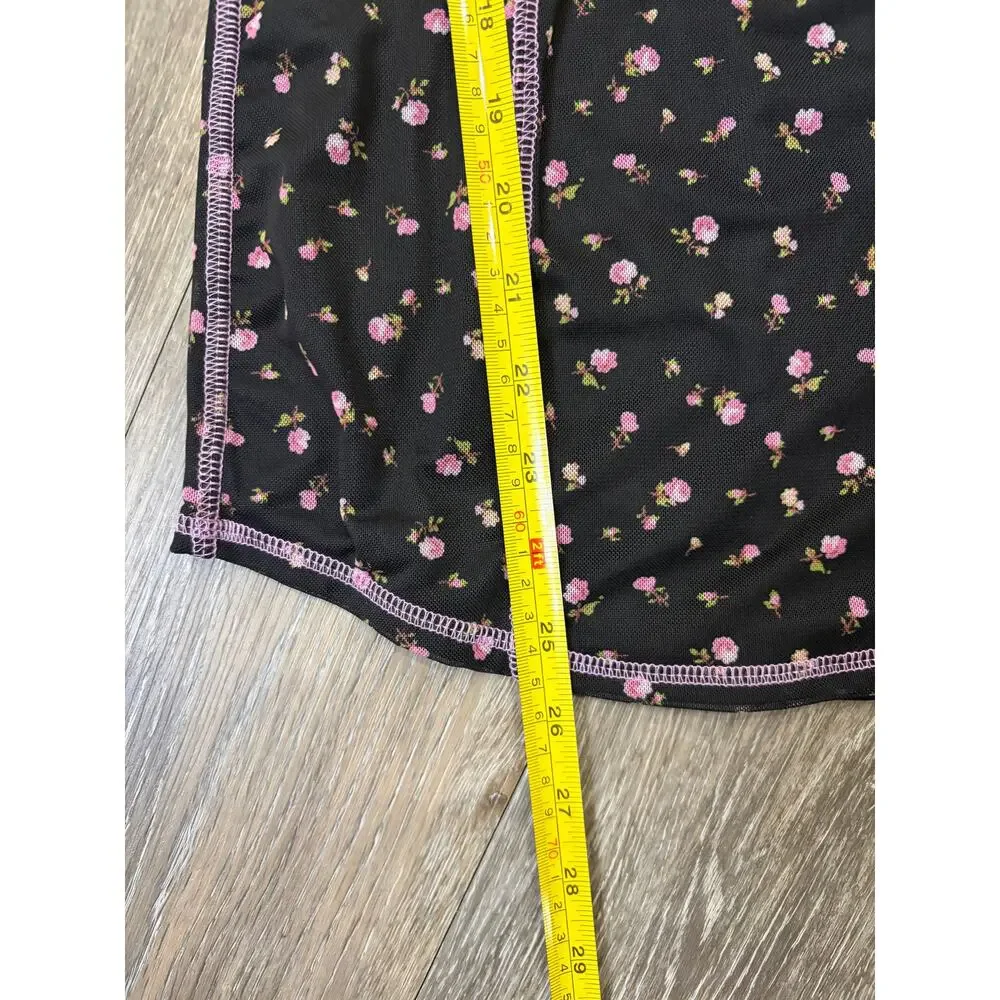 KatieJ NYC Girls Mesh Floral Dress Size L Sheer Long Sleeve Y2K